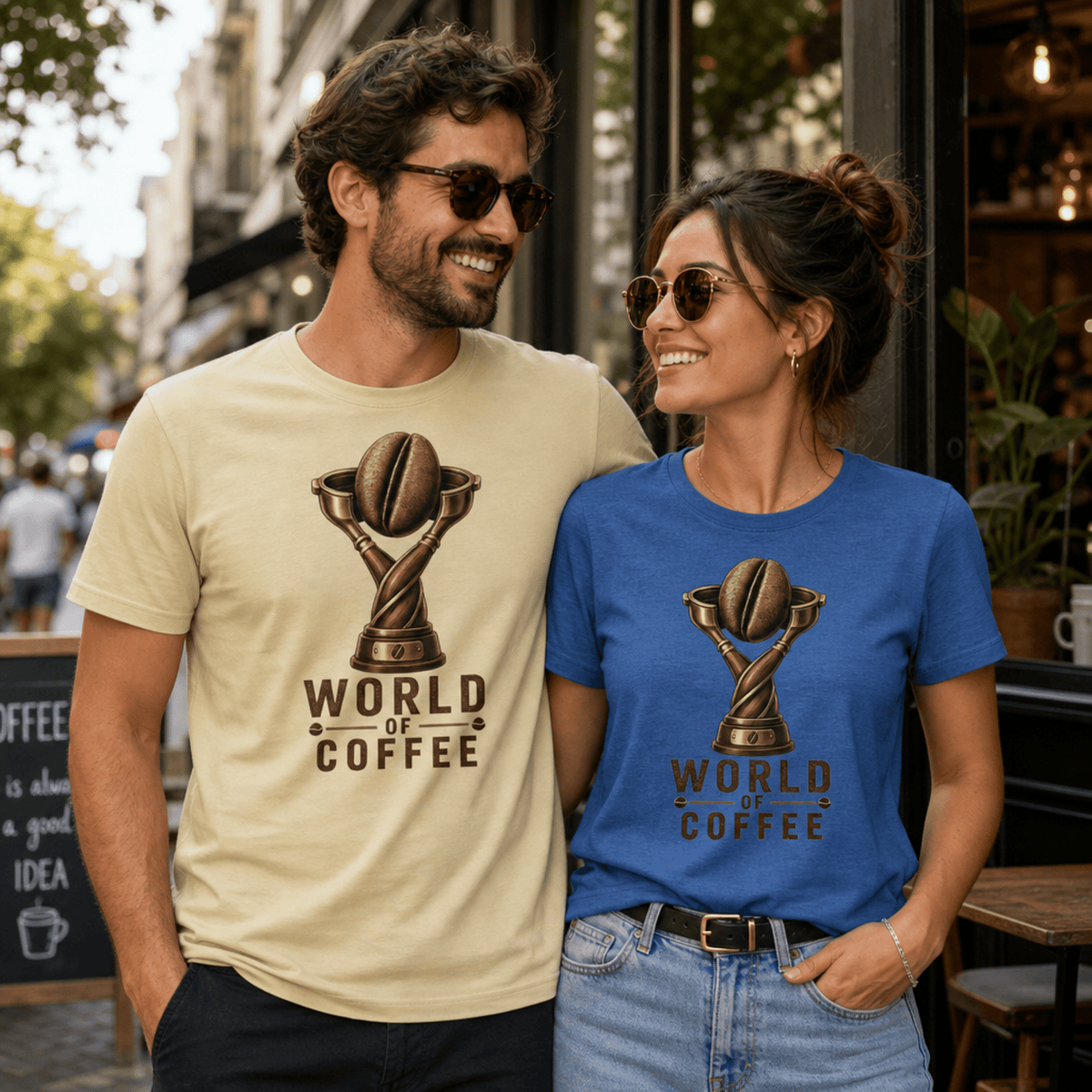 World of Coffee Trophy Graphic T-Shirt - Design By Tomi