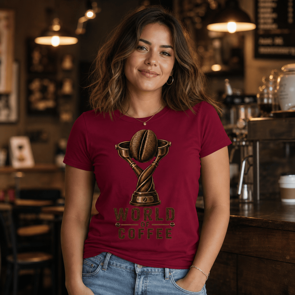 World of Coffee Trophy Graphic T-Shirt - Design By Tomi