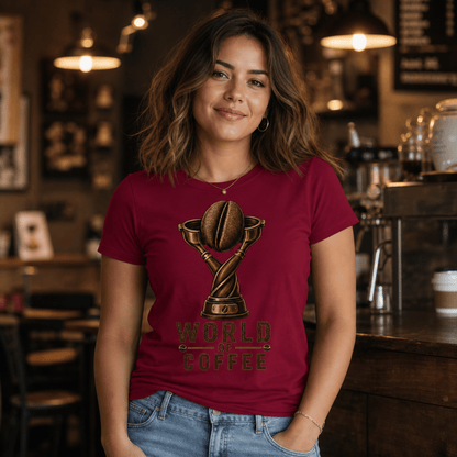 World of Coffee Trophy Graphic T-Shirt - Design By Tomi