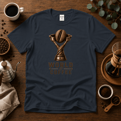 World of Coffee Trophy Graphic T-Shirt - Design By Tomi